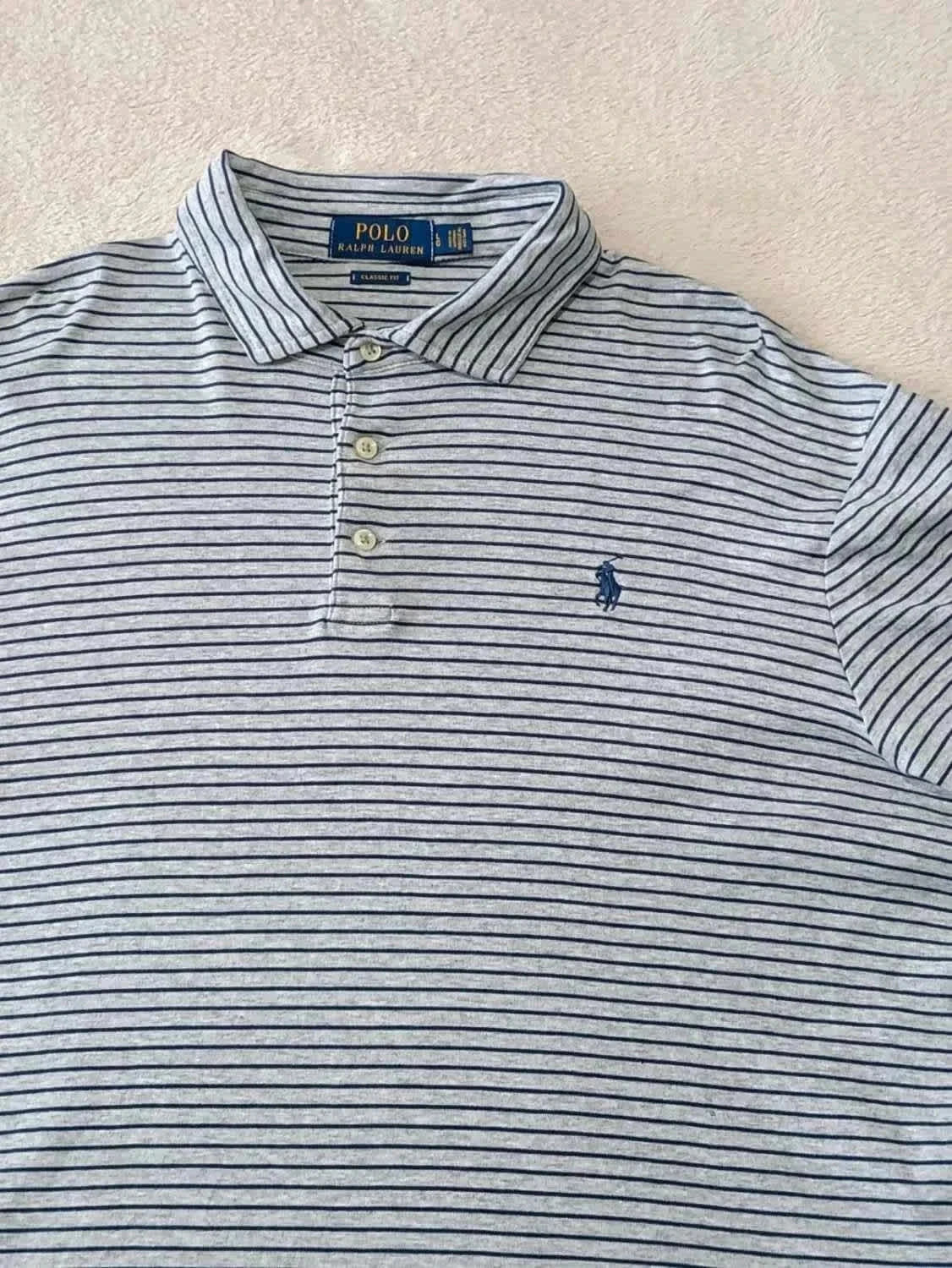Polo Ralph Lauren gris rayures bleues Taille L – photo 8